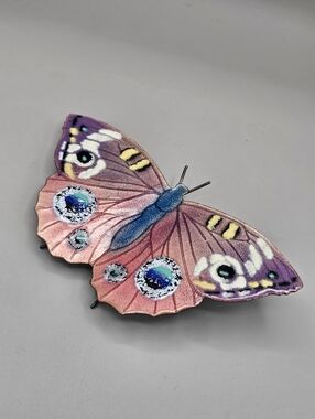 Bovano Of Cheshire Butterfly Handcrafted Enamel Copper Sculpture MCM USA Vintage